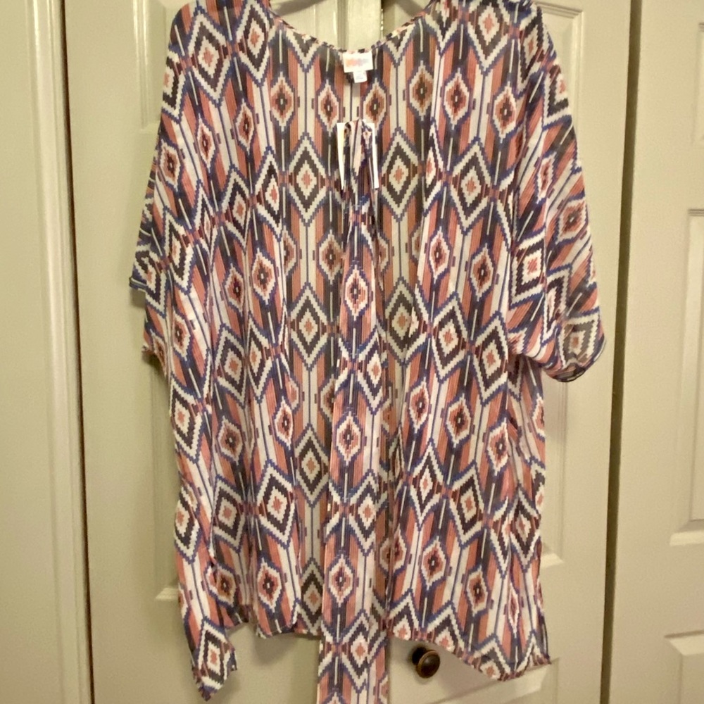 LuLaRoe Daphne Aztec Print Sheer Kimono Overlay